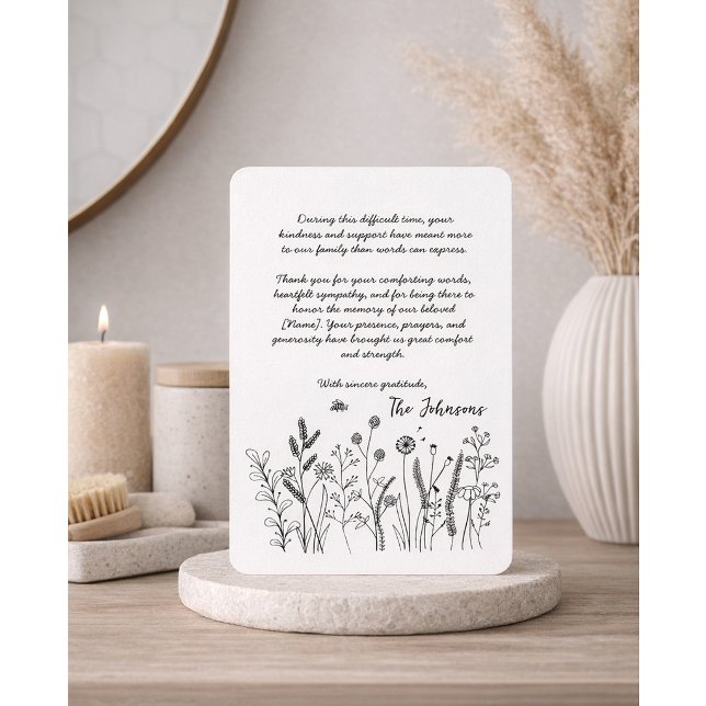 Tarjeta De Agradecimiento Custom Elegant Wildflower Funeral Thank You Card (Subido por el creador)