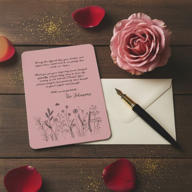 Tarjeta De Agradecimiento Custom Elegant Wildflower Funeral Thank You Card (Subido por el creador)
