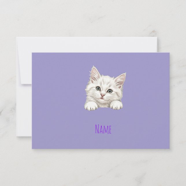 Tarjeta De Agradecimiento Custom Name Personalized Kitten Art Gift (Anverso)