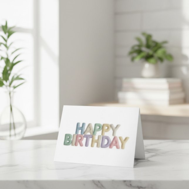 Tarjeta De Agradecimiento Custom Pastel Felt Letters Happy Birthday Card (Subido por el creador)