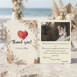 Tarjeta De Agradecimiento Custom Photo Boho Terracotta Wedding