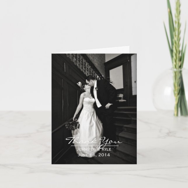 Tarjeta De Agradecimiento Custom Photo Wedding Thank You Card (Anverso)