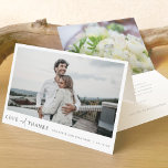 Tarjeta De Agradecimiento Custom Photo Wedding Thank You Card Template<br><div class="desc">This simple, stylish modern photo wedding thank you card template features your names and date beneath your photo along with 'LOVE and THANKS' conveyed with a striking blend of two distinct fonts, with 'and' in a light, flowing script between the other two words, which are in upper case with a...</div>