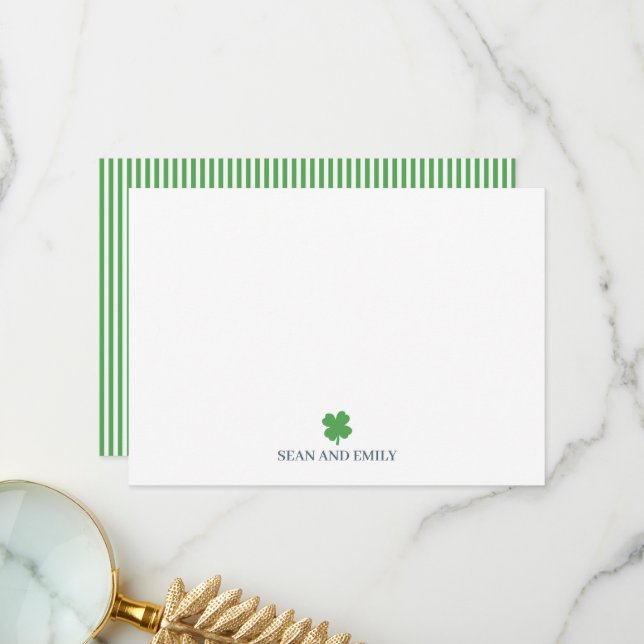 Tarjeta De Agradecimiento Custom Shamrock Painting Irish Stationary (Anverso/Reverso In Situ)