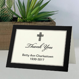 Tarjeta De Agradecimiento Custom Sympathy Thank You Card - Black