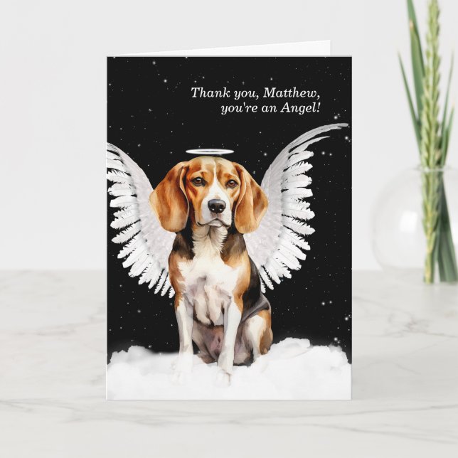 Tarjeta De Agradecimiento Custom Thank You Beagle Angel Dog (Anverso)