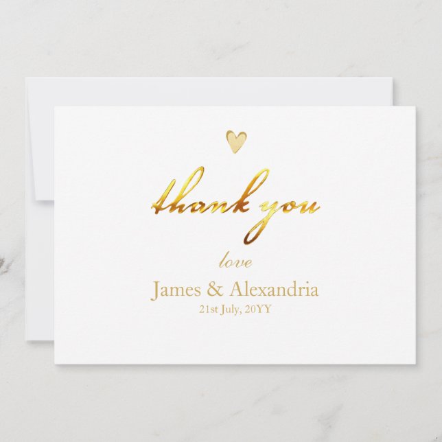Tarjeta De Agradecimiento Custom Thank You Gold Script (Anverso)