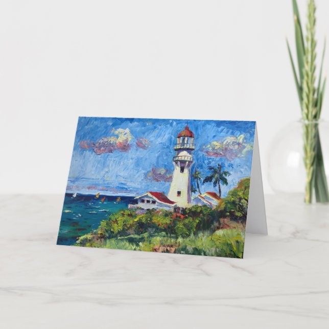 Tarjeta De Agradecimiento Customizable Hawaiian Diamondhead Lighthouse (Anverso)