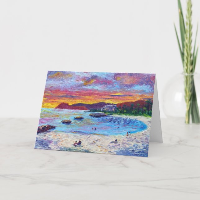 Tarjeta De Agradecimiento Customizable Hawaiian Lagoon 4 Sunset (Anverso)