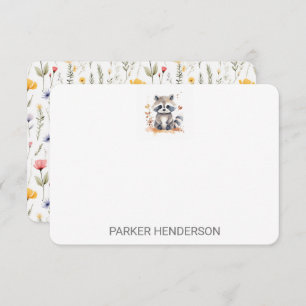 Tarjeta De Agradecimiento Cuta acuarela Bebé Raccoon Kids Stationery