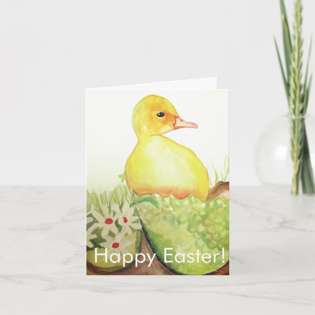 Tarjeta De Agradecimiento Cuta acuarela Duckland Floral de Pascua (Anverso)