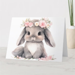Tarjeta De Agradecimiento Cute acuarela bebé Chicas gráficos de conejo de Pa