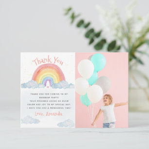Tarjeta De Agradecimiento Cute acuarela Rainbow Birday Party Foto