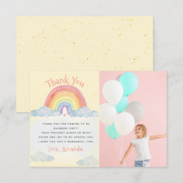 Tarjeta De Agradecimiento Cute acuarela Rainbow Birday Party Foto