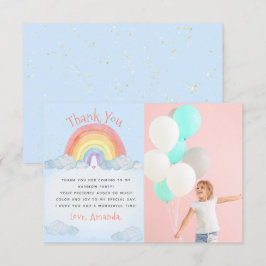 Tarjeta De Agradecimiento Cute acuarela Rainbow Birday Party Foto