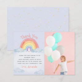 Tarjeta De Agradecimiento Cute acuarela Rainbow Birday Party Foto