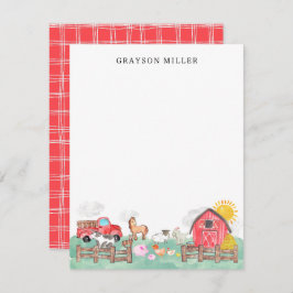 Tarjeta De Agradecimiento Cute acuarela Rustic Barnyard Animales Niños