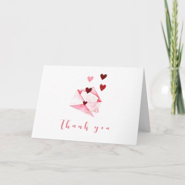 Tarjeta De Agradecimiento Cute acuarela Sweet Heart Letter Baby Shower (Anverso)