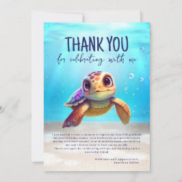 Tarjeta De Agradecimiento Cute acuarela Turtle Fotos de cumpleaños