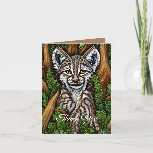 Tarjeta De Agradecimiento Cute Adorable Little Lynx Kitten (Anverso)
