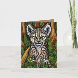 Tarjeta De Agradecimiento Cute Adorable Little Lynx Kitten