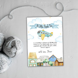 Tarjeta De Agradecimiento Cute Adventure Awaits Aviator Baby Shower