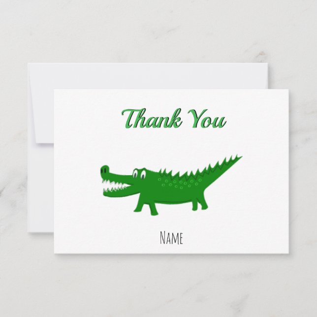 Tarjeta De Agradecimiento  Cute Alligator Drawing (Anverso)