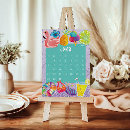 Tarjeta De Agradecimiento Cute and Colorful 2026 Calendar Page - June