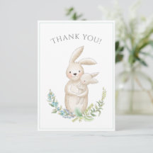 Cute Animals Bunny Green Baby Shower Gracias