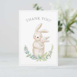 Tarjeta De Agradecimiento Cute Animals Bunny Green Baby Shower Gracias