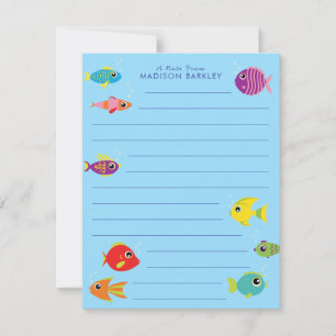 Tarjeta De Agradecimiento Cute Aquarium Fish Kid's Flat Stationary Cards