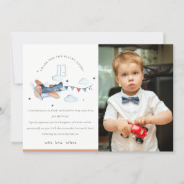 Tarjeta De Agradecimiento Cute avión naval de óxido nubes niños foto cumplea