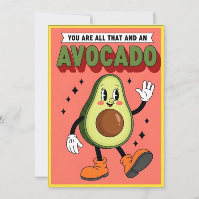 Tarjeta De Agradecimiento Cute Avocado Pun You Are All That And More Cartoon (Anverso)
