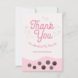 Tarjeta De Agradecimiento Cute Axolotl Rosa Té Boba Par-tea Niños