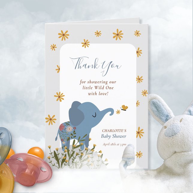 Tarjeta De Agradecimiento Cute Baby Animals Floral Baby Shower (Cute Baby Animals Floral Baby Shower Thank You Card ©Susanne Sachers - Sunny Mind Design 🌞)