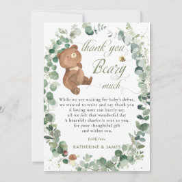 Tarjeta De Agradecimiento Cute Baby Bear Greenerenera Género Ducha Neutral