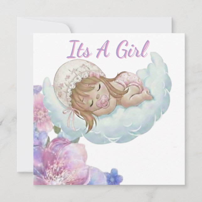 Tarjeta De Agradecimiento Cute Baby girl Shower (Anverso)