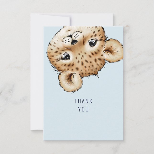 Tarjeta De Agradecimiento Cute Baby Leopard Baby Shower Gracias Personalizad (Anverso)