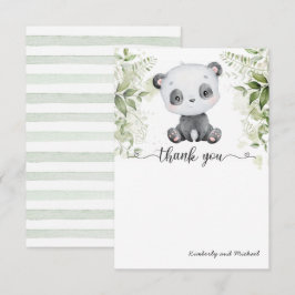 Tarjeta De Agradecimiento Cute Baby Panda Watercolor Cumpleaños | BABY SHOWE