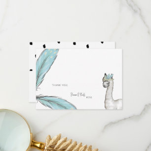 Tarjeta De Agradecimiento Cute Baby Shower Boho Llama White