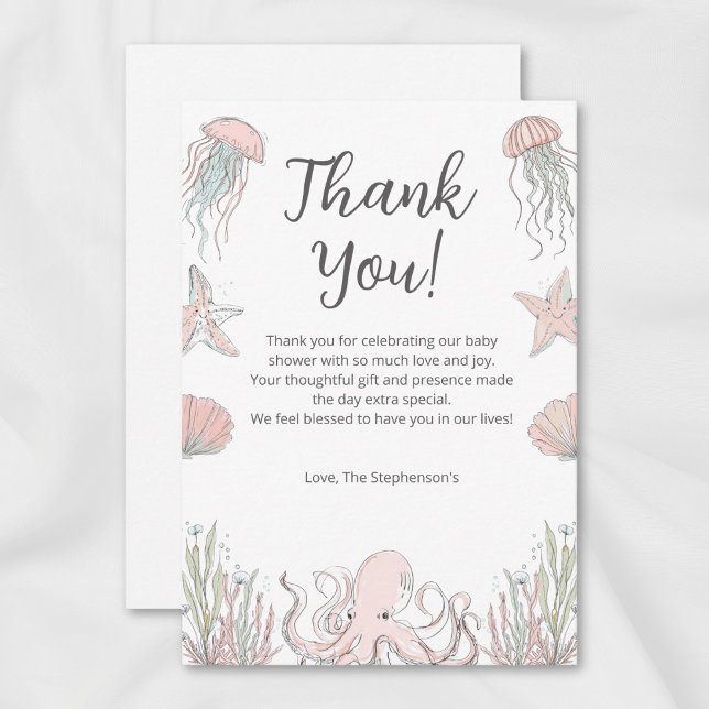 Tarjeta De Agradecimiento Cute Baby Shower Ocean Coastal Theme (Subido por el creador)