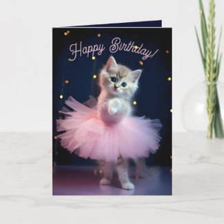 Tarjeta De Agradecimiento Cute Ballerina Kitten Happy Birday