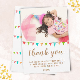 Tarjeta De Agradecimiento Cute Bandera Bunting Divertida Foto de Cumpleaños 