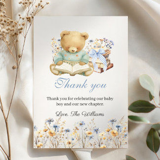 Tarjeta De Agradecimiento Cute Bear Books Baby Shower Thank you