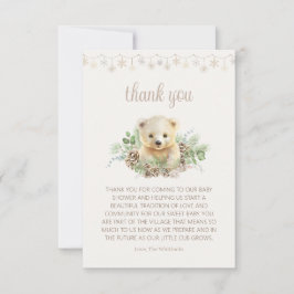 Tarjeta De Agradecimiento Cute Bear Cub Winter Greeneration Baby Shower
