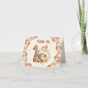 Tarjeta De Agradecimiento Cute Bear Fall Beary 1er cumpleaños Gracias tarjet