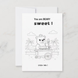 Tarjeta De Agradecimiento Cute Bear Ice Cream Coloring valentine card