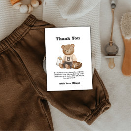 Tarjeta De Agradecimiento Cute Bearly Wait Football Sport Boy Baby Shower 