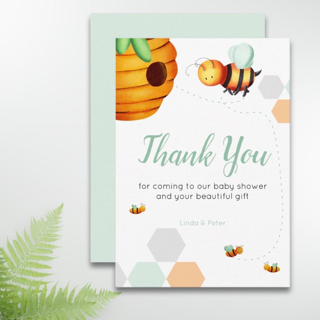 Tarjeta De Agradecimiento Cute Bee Baby Shower (Subido por el creador)