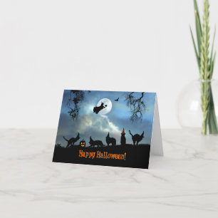 Tarjeta De Agradecimiento Cute Black Cat Happy Halloween Card